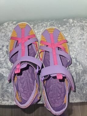 Kids Purple & Yellow Active Sandals with Pink Accents